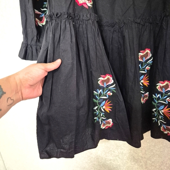 Zara Elegant Black Embroidered Long Sleeve Mini Dress..Size:XS - Picture 5 of 15